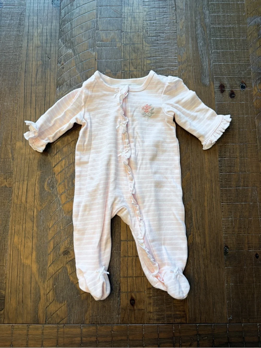 NWOT Little Me Baby Girl 100% Cotton Footed Sleeper Bundle 3M (2 Pack)
